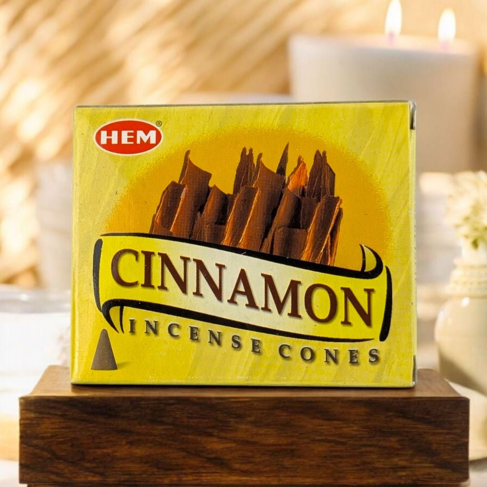 HEM Cinnamon Incense Cones – 10 Cones + Holder for Energy & Focus