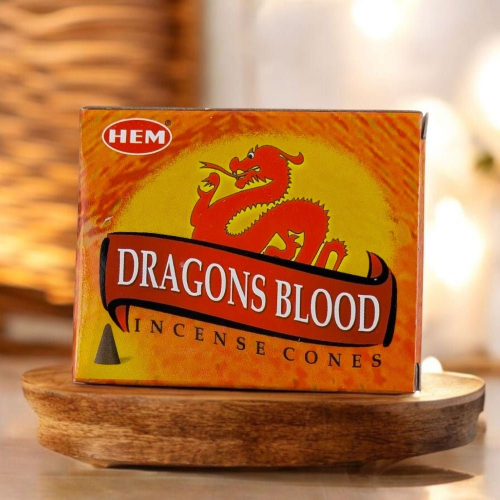 HEM Dragon’s Blood Incense Cones – 10 Cones + Holder for Protection & Energy Cleansing