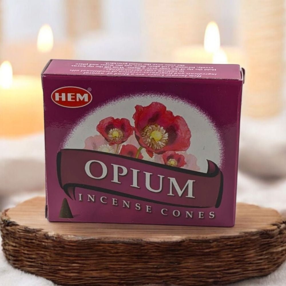 HEM Opium Incense Cones – 10 Cones + Holder for Relaxation & Mystical Ambiance