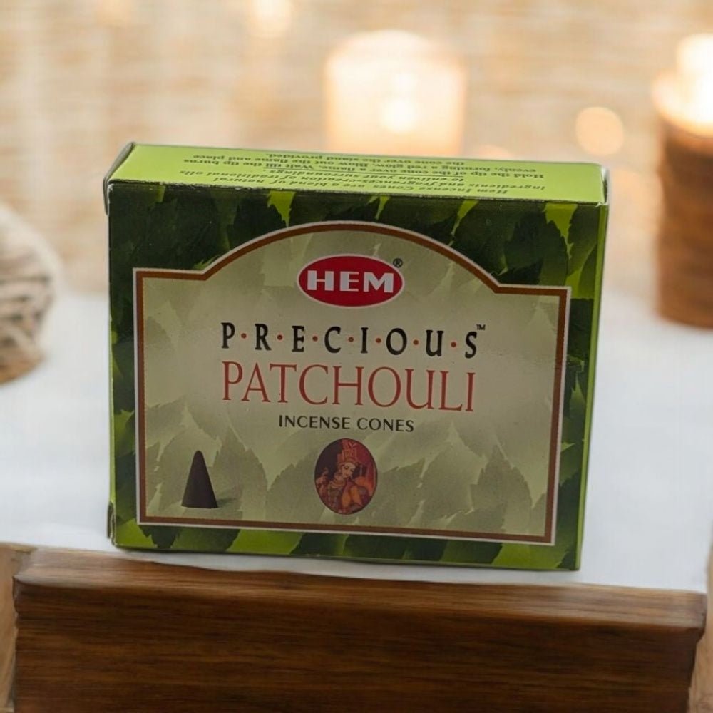 Deep Earthy Aroma – HEM Patchouli Incense Cones for Emotional Balance & Prosperity