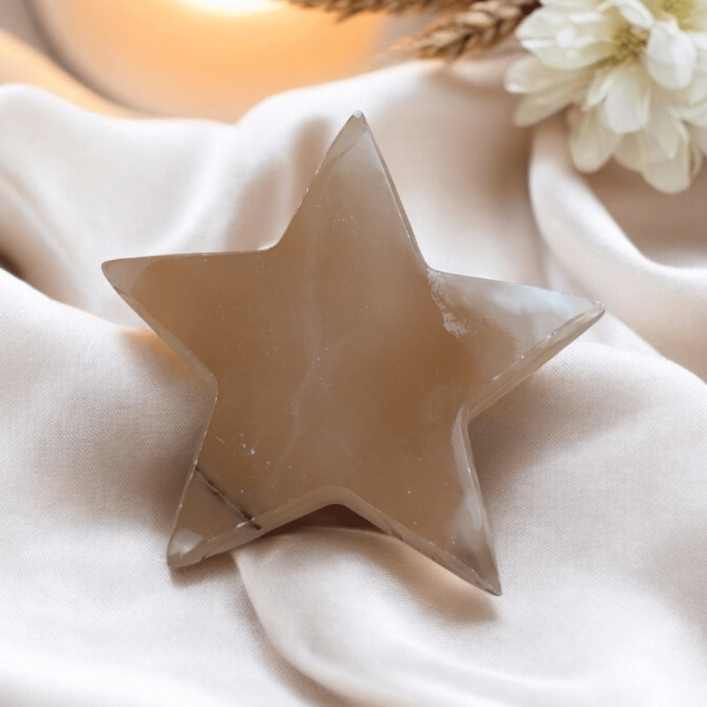 Ethically sourced Honey Calcite crystal star from Zen Collection