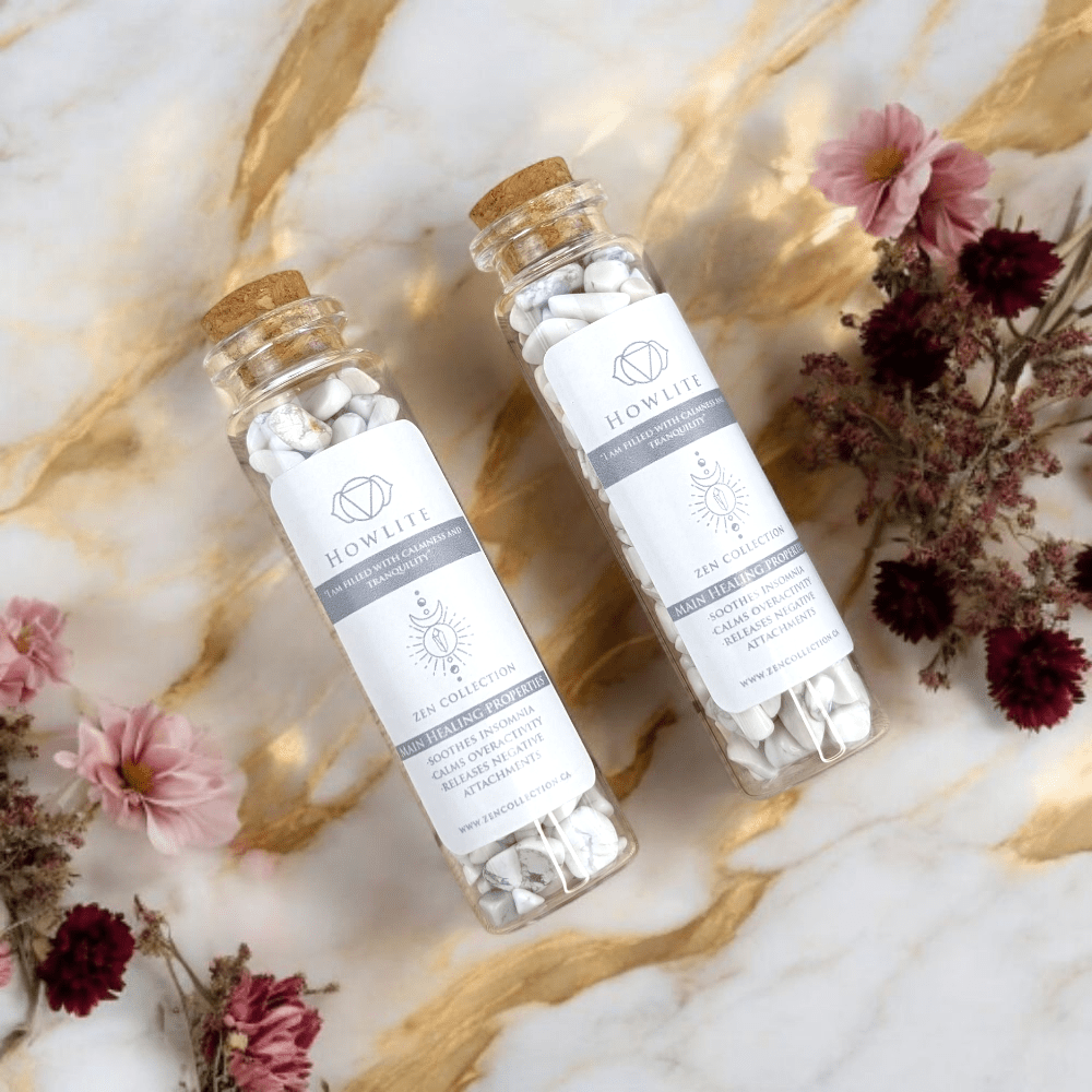 Howlite crystal chip bottle for anger relief