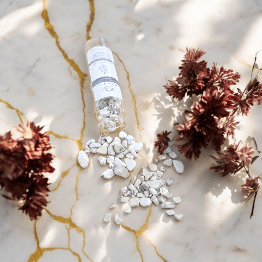Howlite chips in glass bottle from Zen Collection