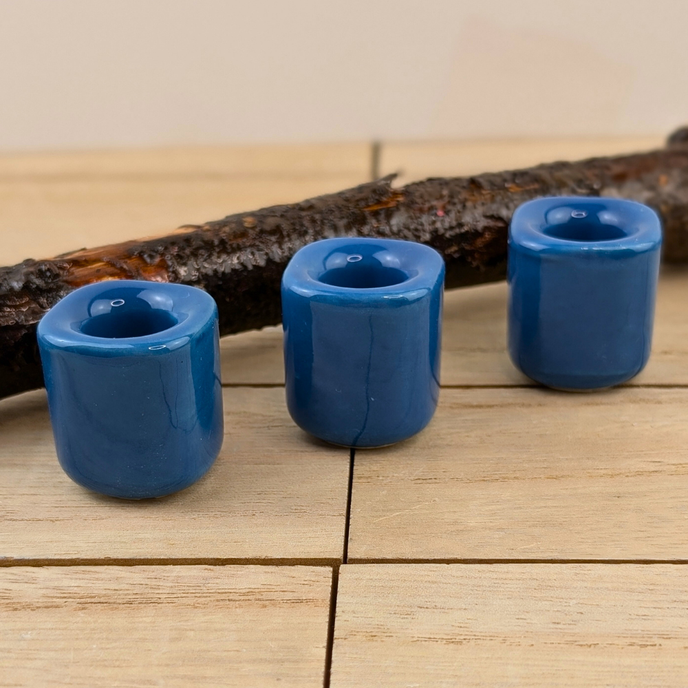 Indigo blue chime candle holder for rituals.