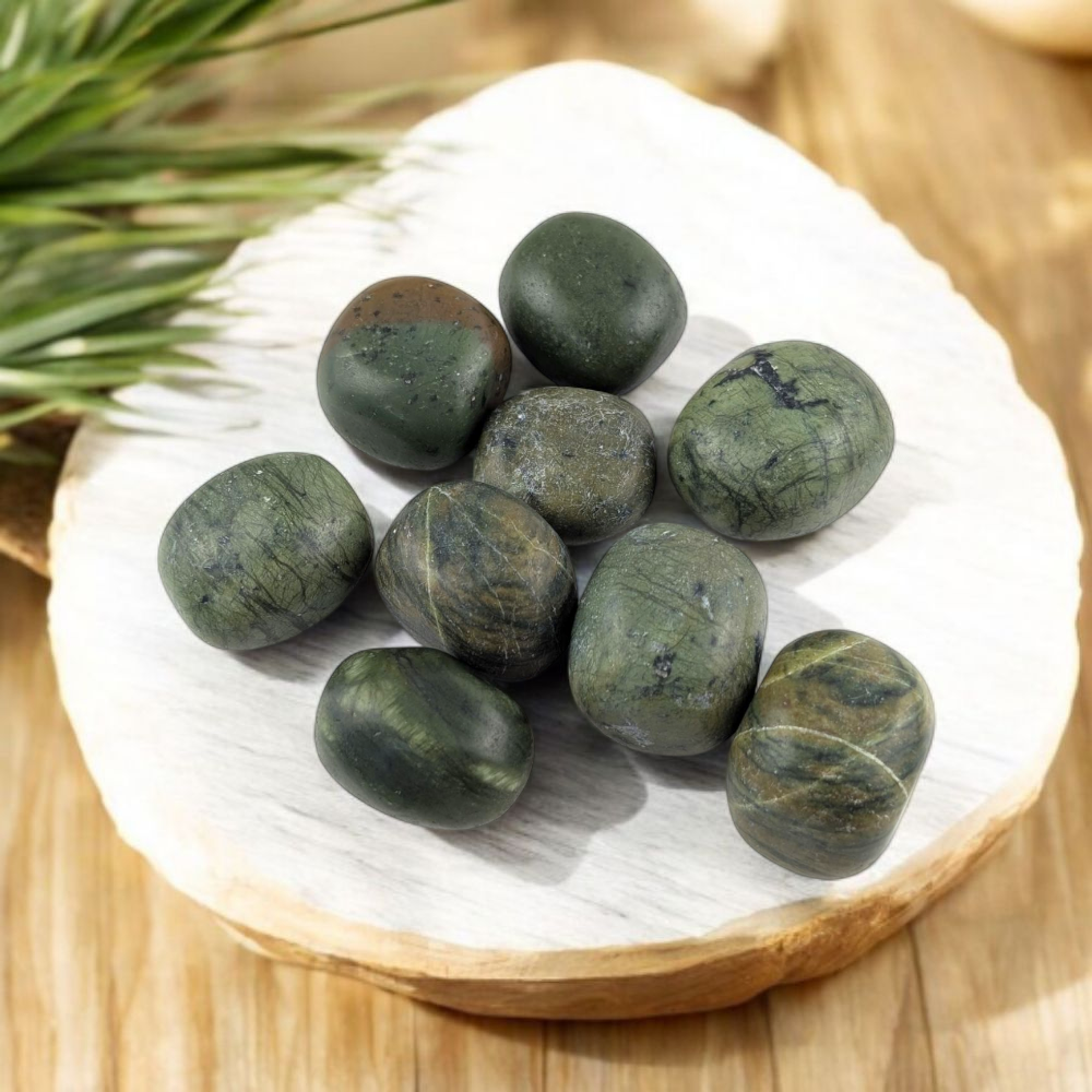 Dark Green Jade tumbles from Canadian crystal store