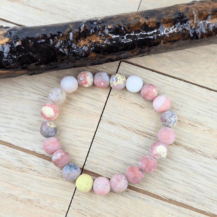 Kiwi Jasper Matte Bracelet with 8mm pastel beads