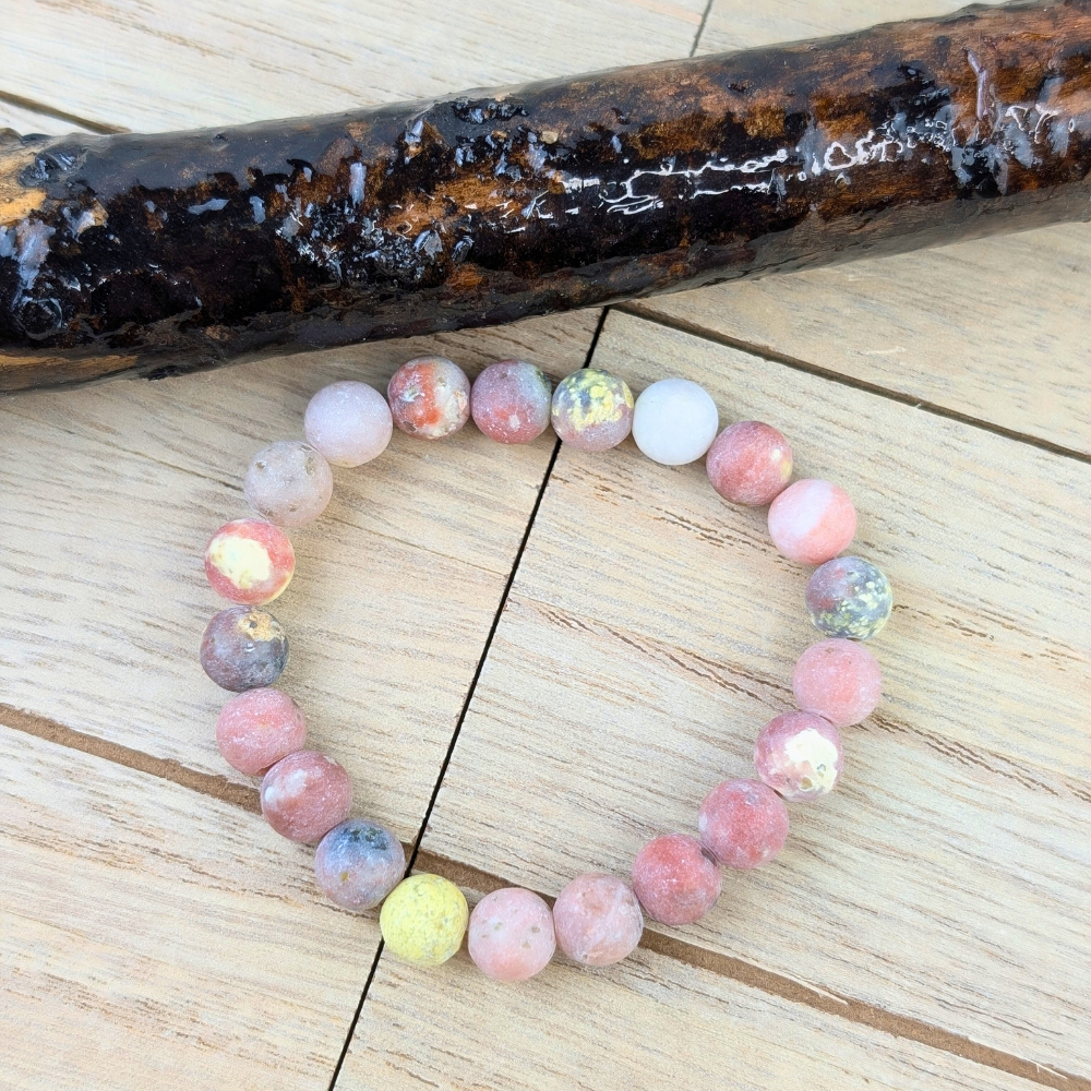 Kiwi Jasper Matte Bracelet with 8mm pastel beads