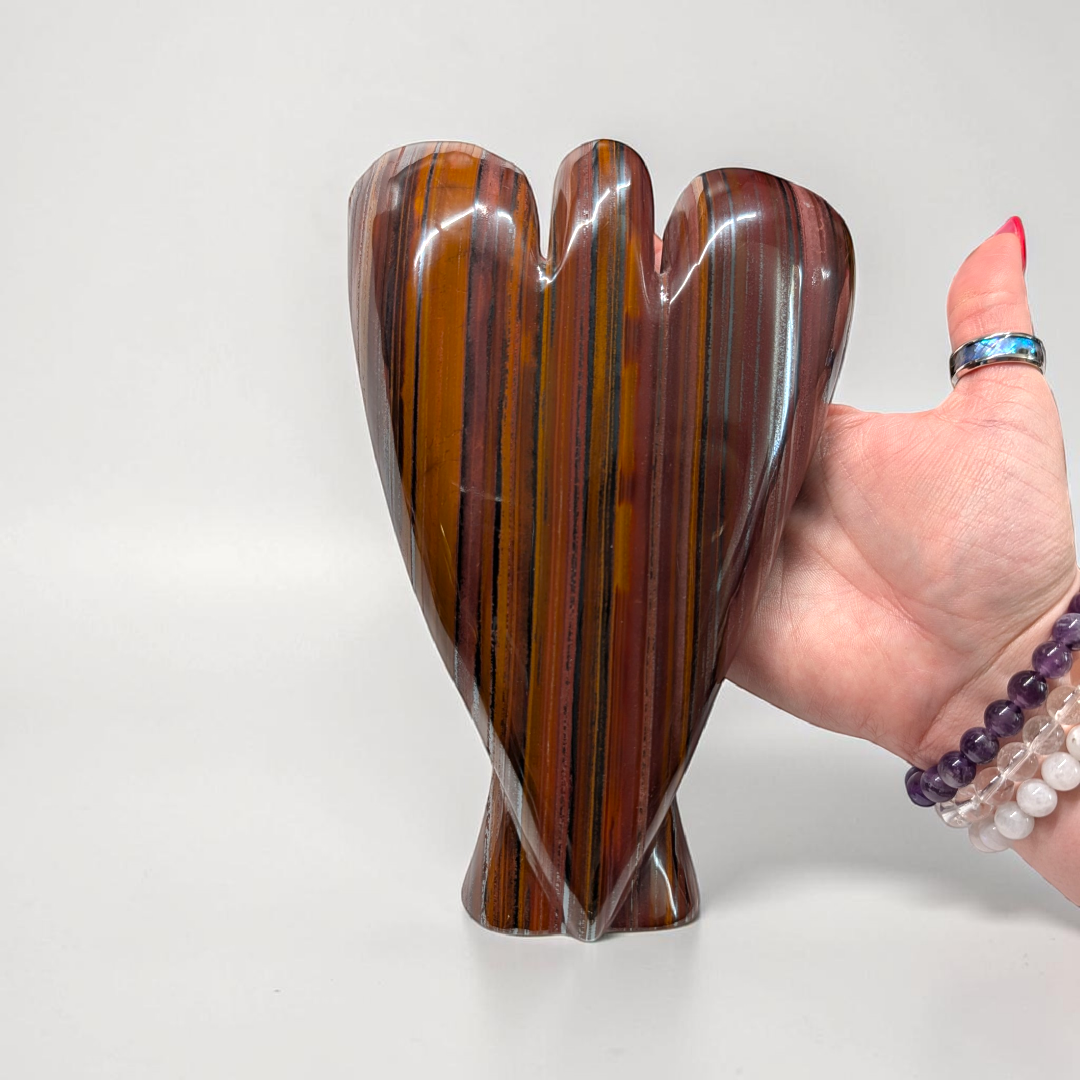 Large Tiger Iron Crystal Angel | Tiger Iron | Physical Burnout and Grounding Support | Shop in-store or online with Zen Collection Canadian Metaphysical Store Near Me
