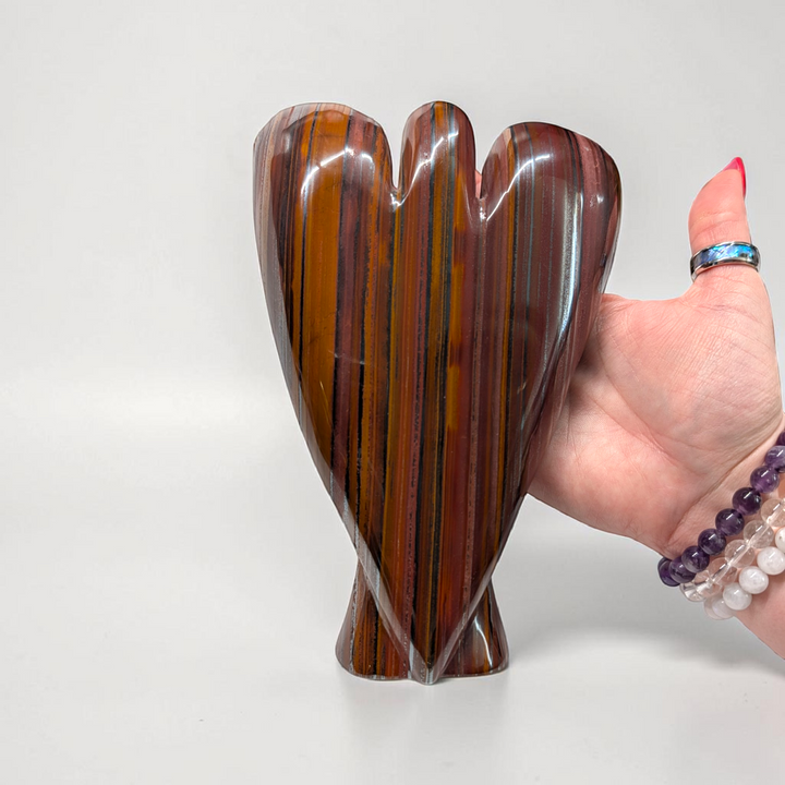 Large Tiger Iron Crystal Angel | Tiger Iron | Physical Burnout and Grounding Support | Shop in-store or online with Zen Collection Canadian Metaphysical Store Near Me