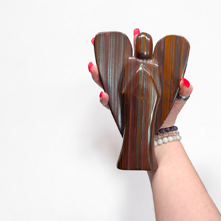 Large Tiger Iron Crystal Angel | Tiger Iron | Physical Burnout and Grounding Support | Shop in-store or online with Zen Collection Canadian Metaphysical Store Near Me