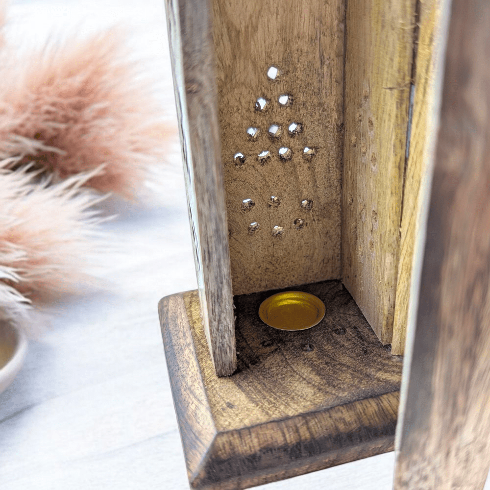 Light brown floral incense tower from Zen Collection

