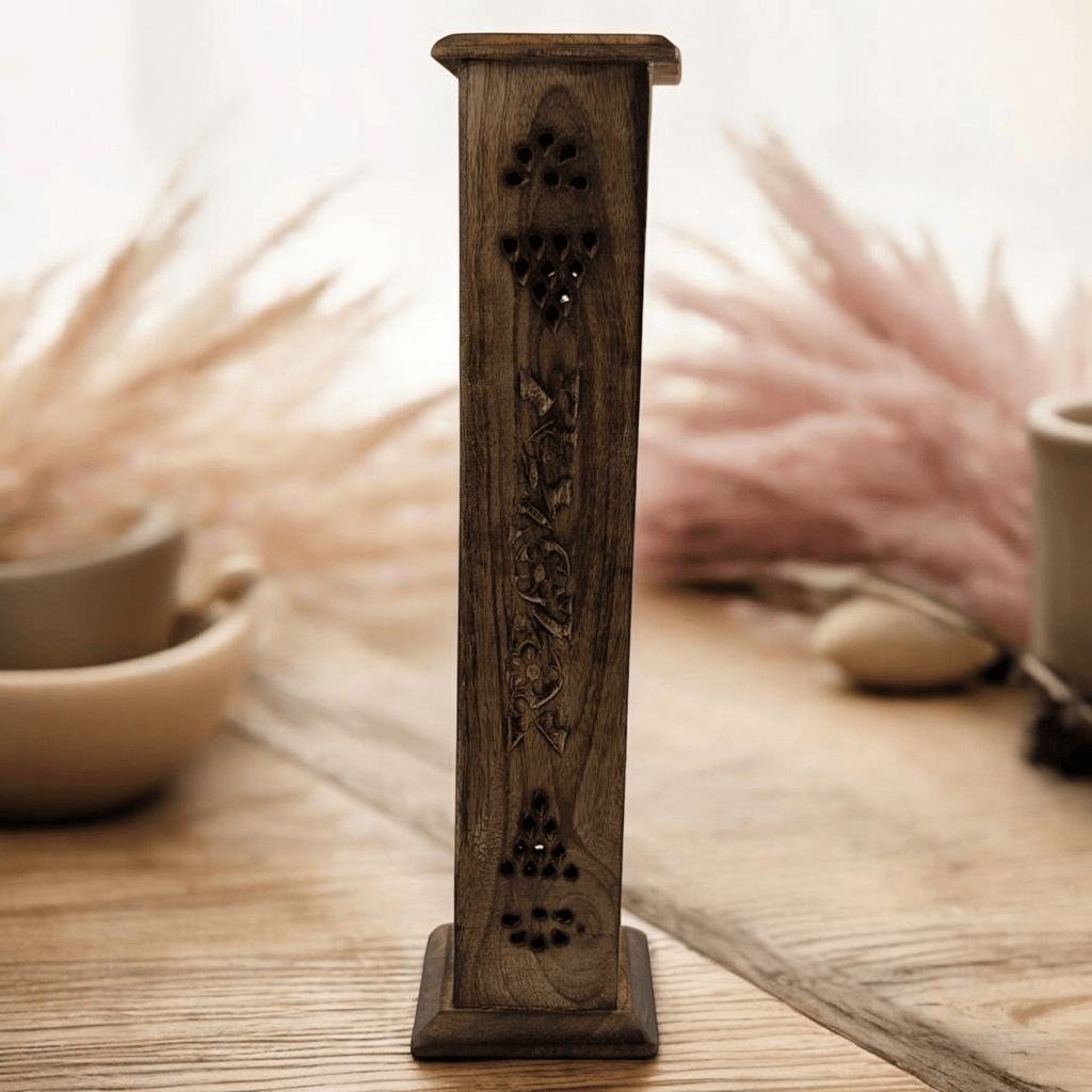 Hand-carved incense holder for sticks and cones
