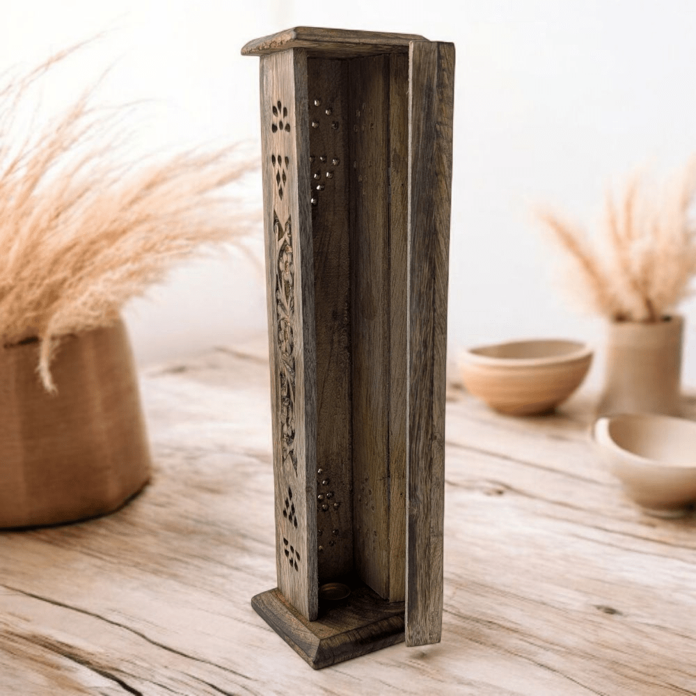 Indian rosewood burner with floral design