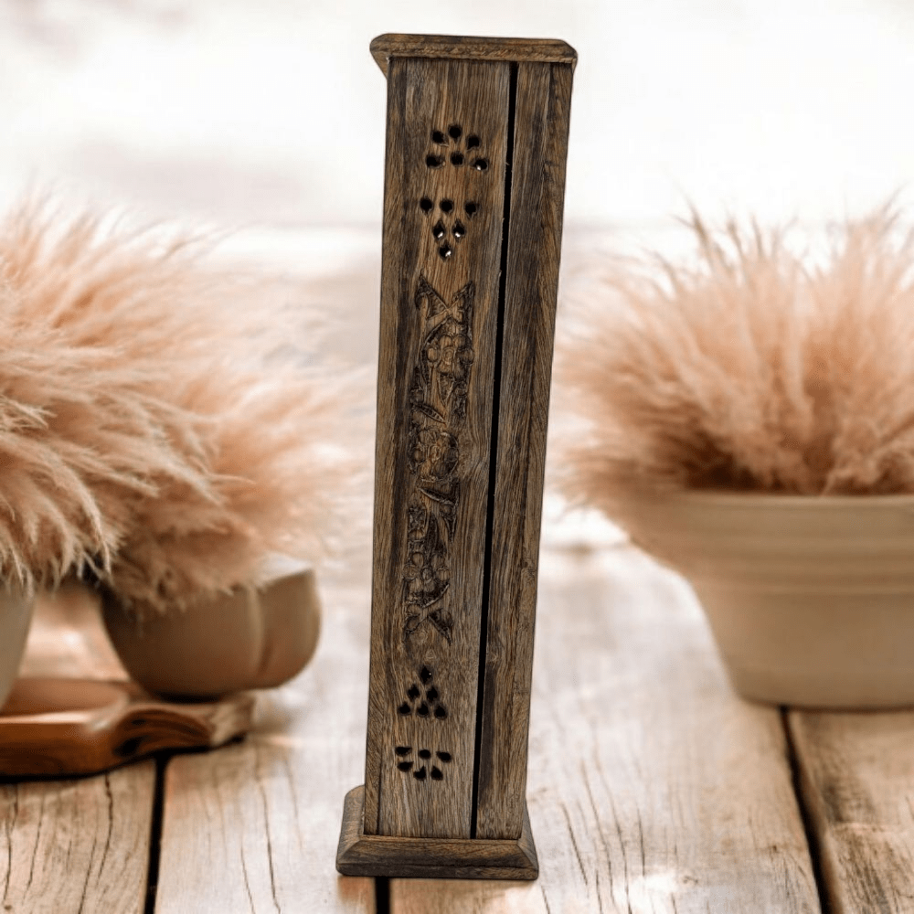Floral incense burner made from real wood