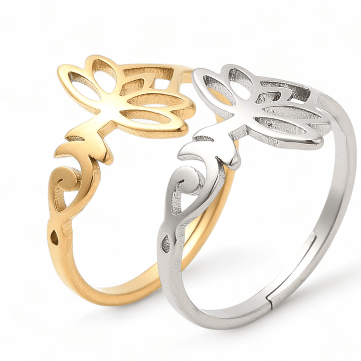 Lotus ring representing renewal and endurance. available online or in-store with zen collection metaphysical store in Barrie
