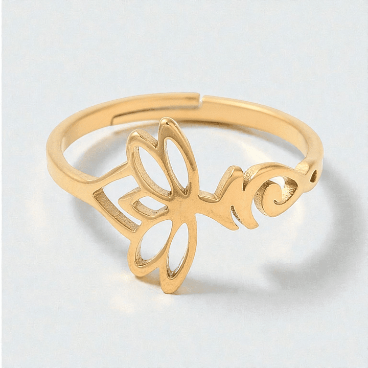 Lotus ring representing renewal and endurance. available online or in-store with zen collection metaphysical store in Barrie
