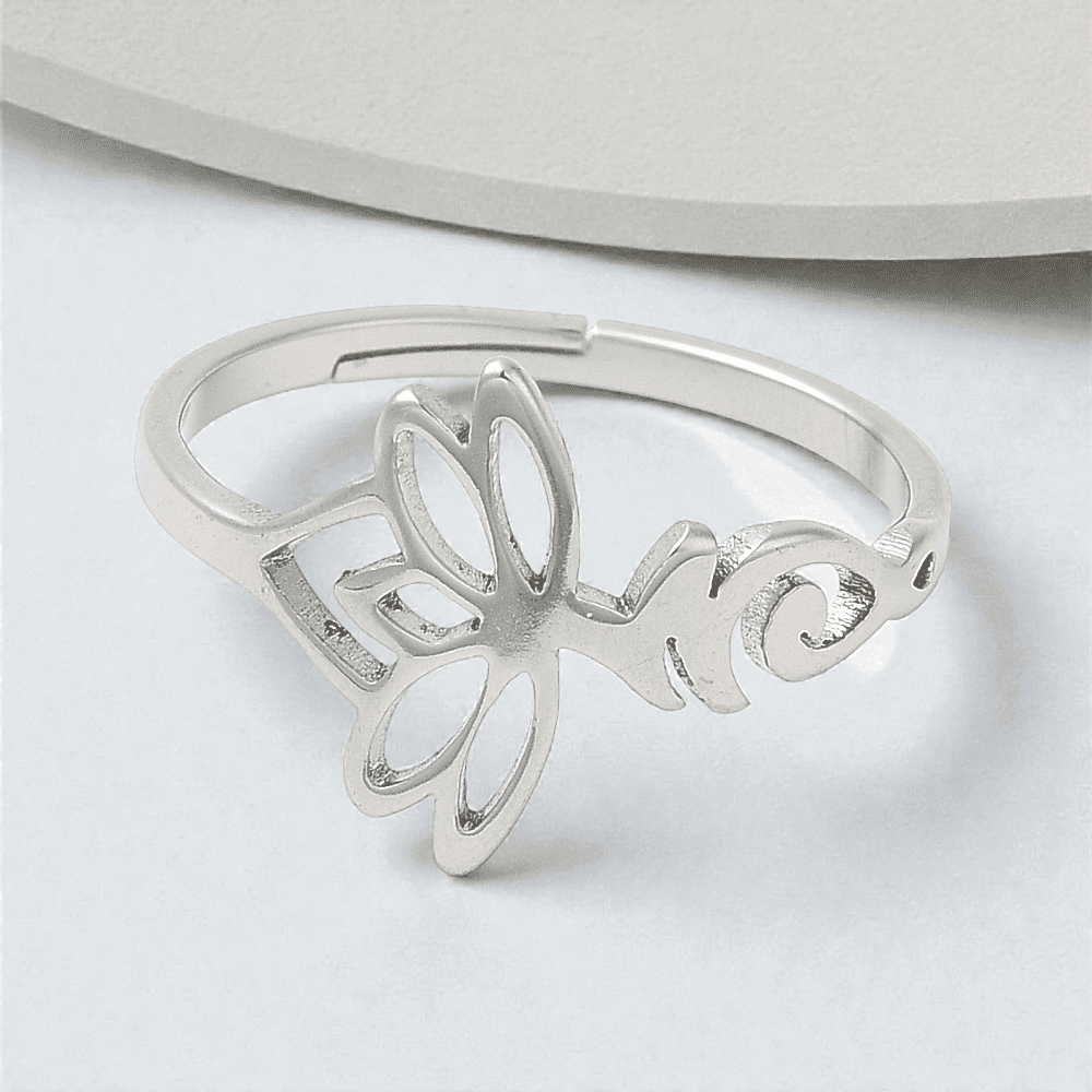 Lotus ring representing renewal and endurance. available online or in-store with zen collection metaphysical store in Barrie