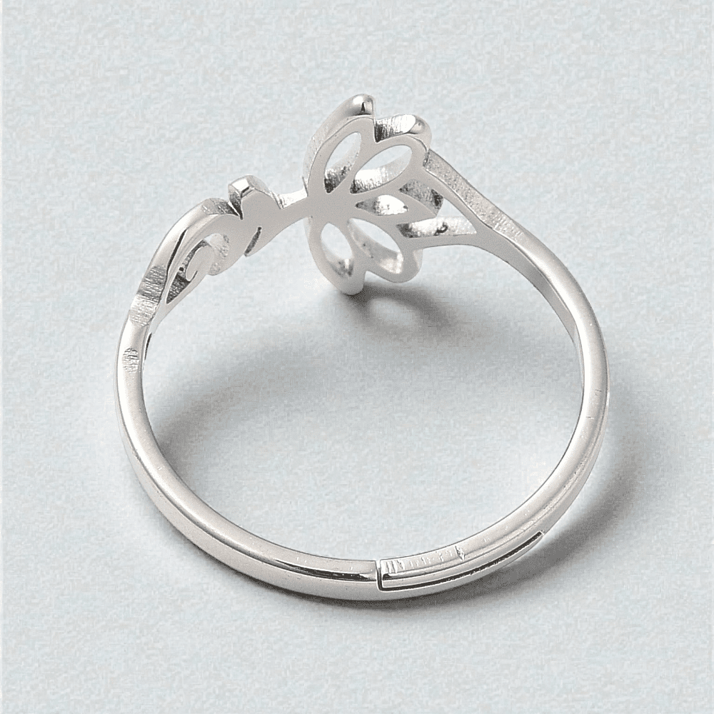 Lotus ring representing renewal and endurance. available online or in-store with zen collection metaphysical store in Barrie