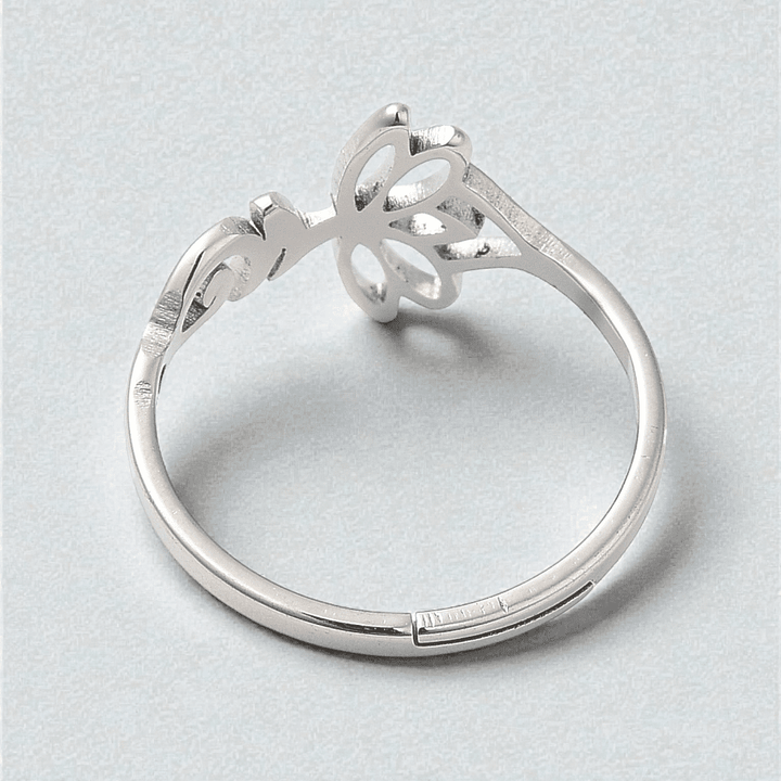 Lotus ring representing renewal and endurance. available online or in-store with zen collection metaphysical store in Barrie
