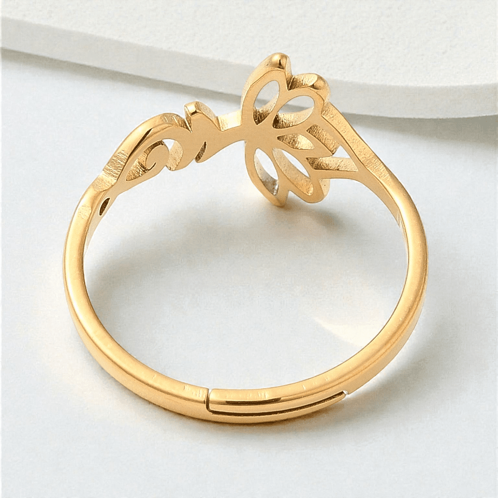 Lotus ring representing renewal and endurance. available online or in-store with zen collection metaphysical store in Barrie