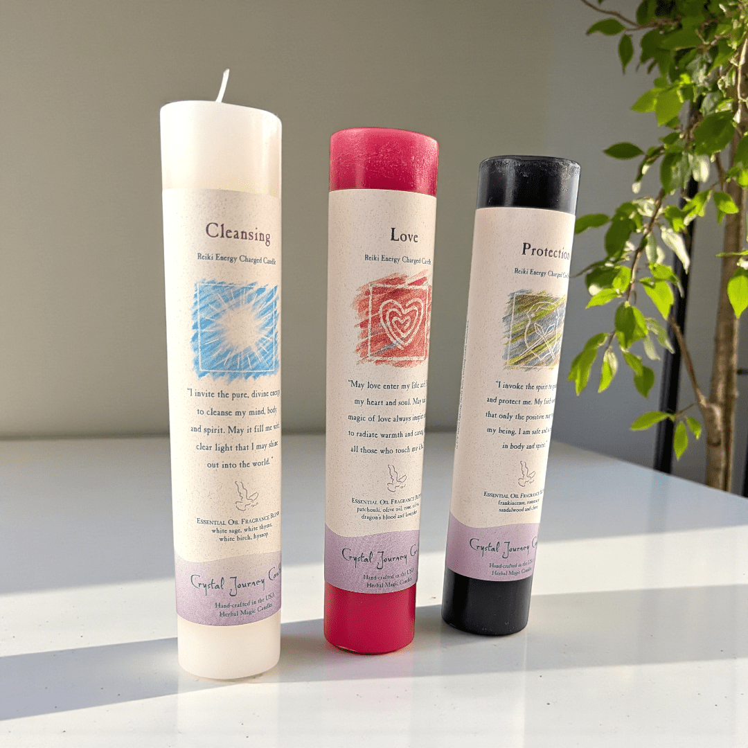 Reiki infused Crystal Journey candles available at zen collection spiritual store