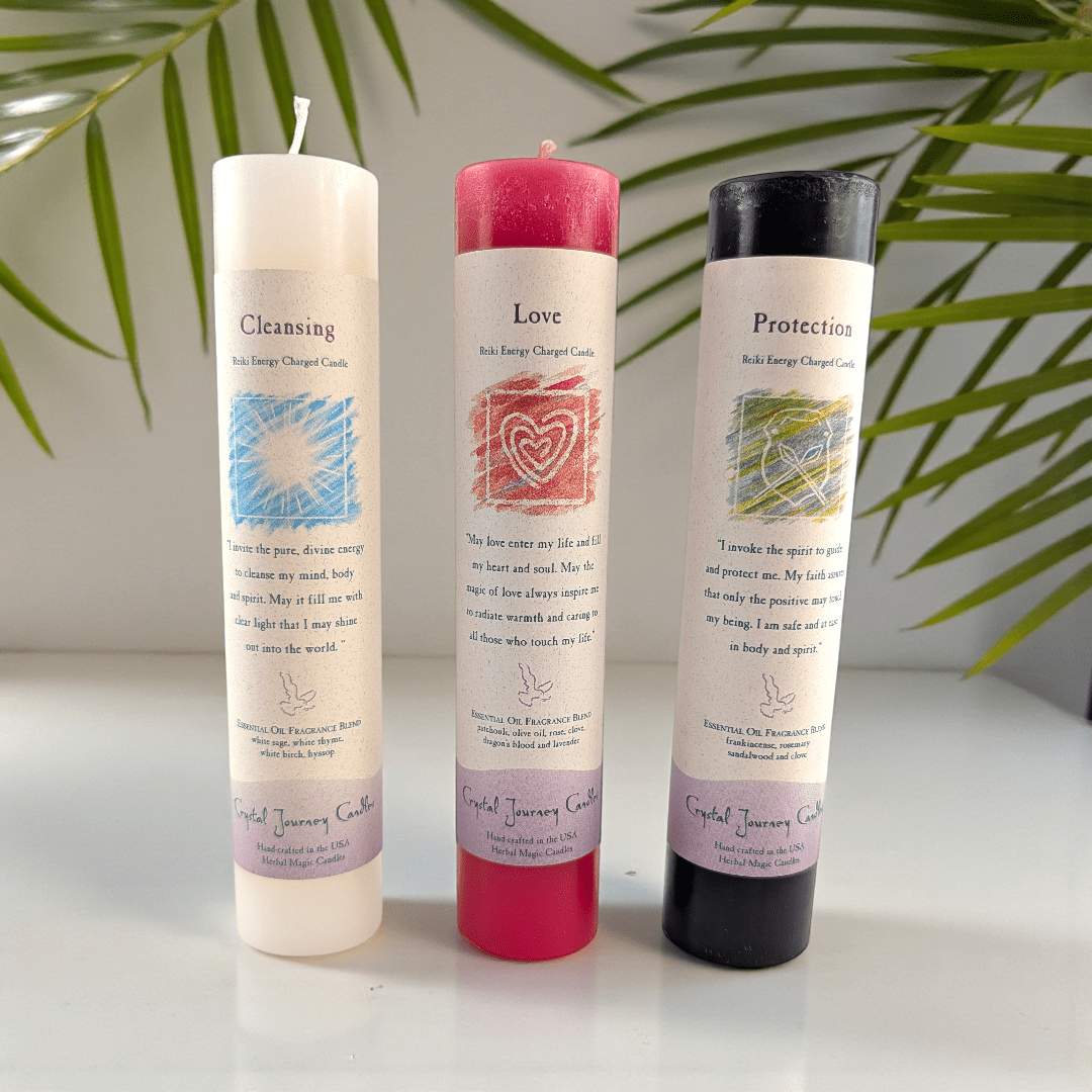 Reiki infused Crystal Journey candles available at zen collection spiritual store