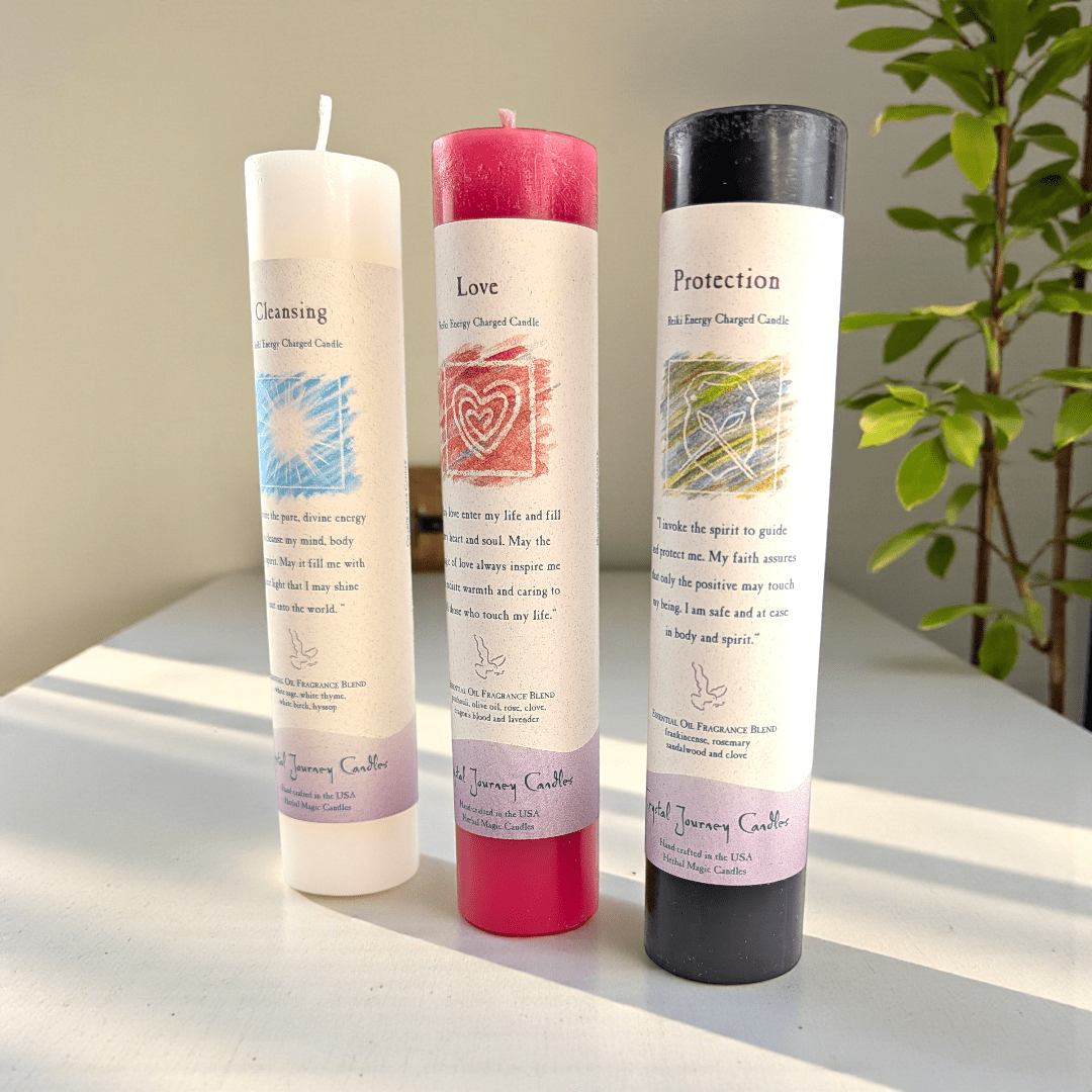 Reiki infused Crystal Journey candles available at zen collection spiritual store