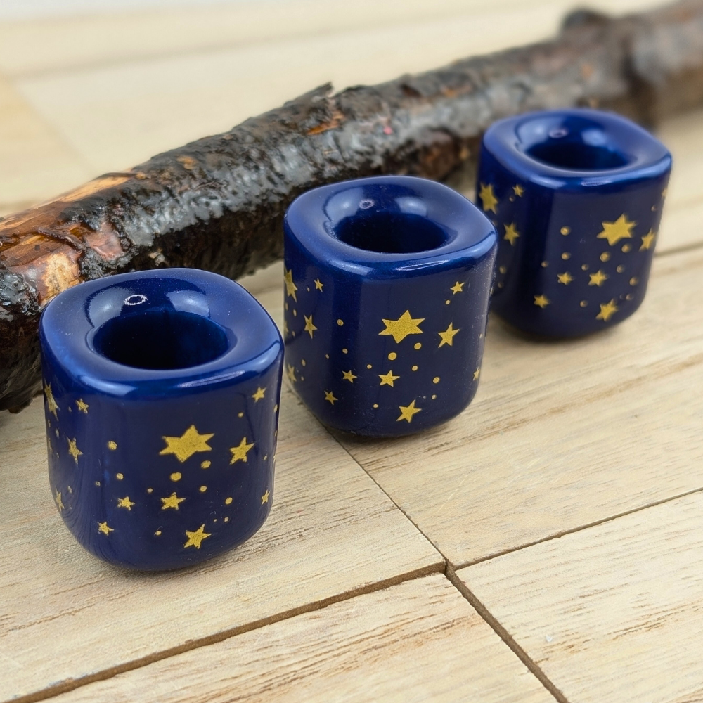 Celestial-themed mini candle holder for spiritual practices