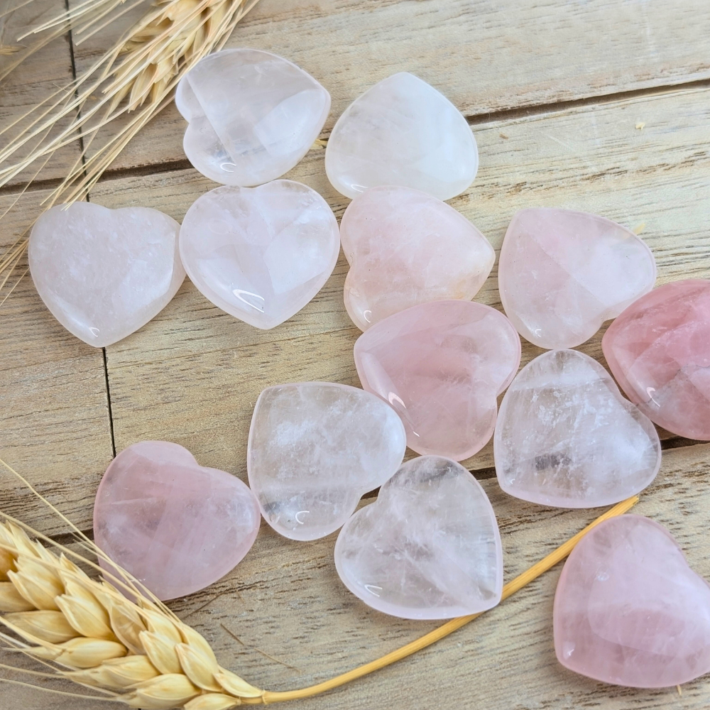 Soft pink mini rose quartz heart for compassion and connection