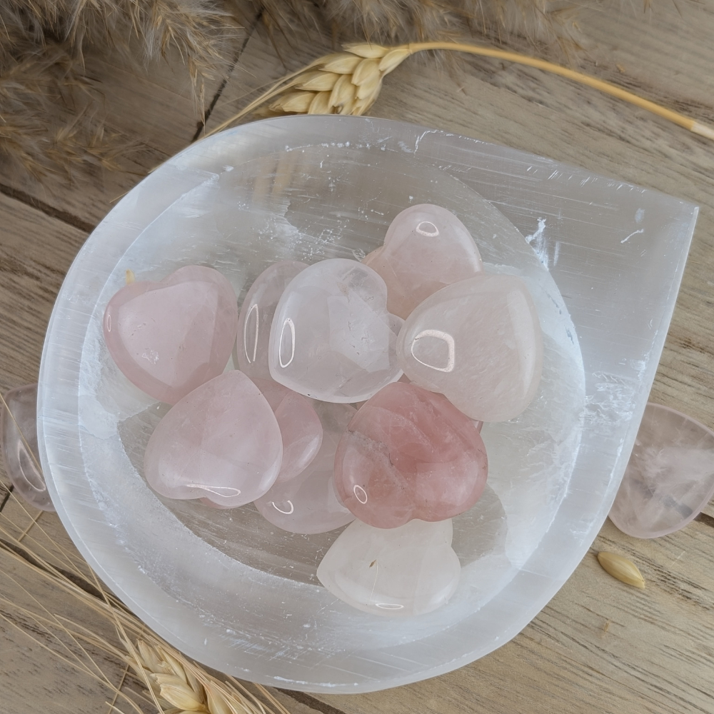 1-inch rose quartz heart for chakra healing and mindfulness