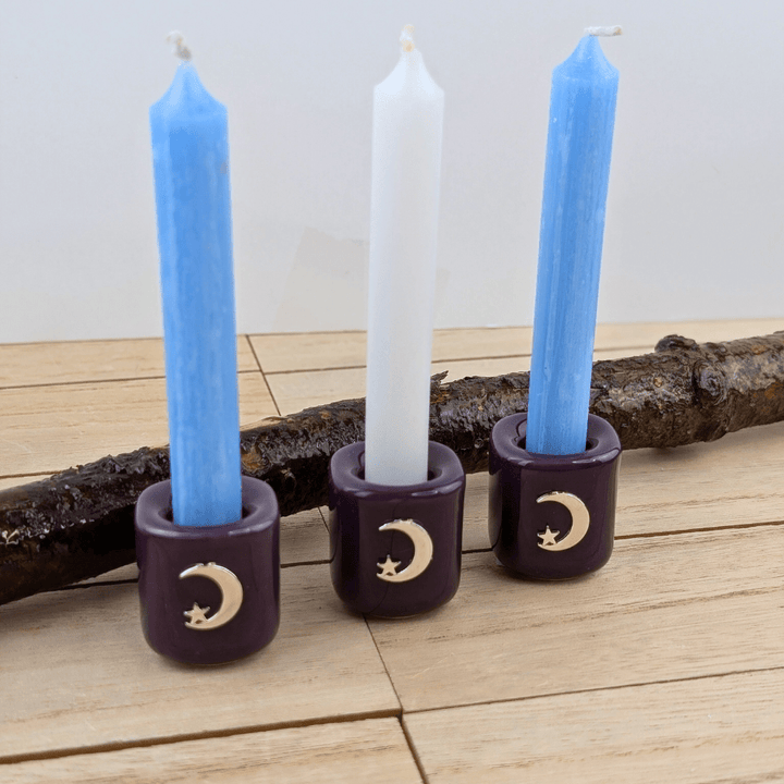 Mini chime candle holder for lunar-inspired rituals