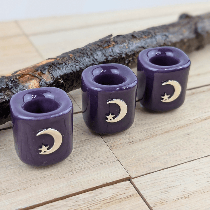 Purple candle holder for meditation and intention-setting