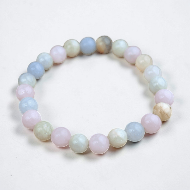 Handmade Morganite Bracelet featuring natural 8mm beads