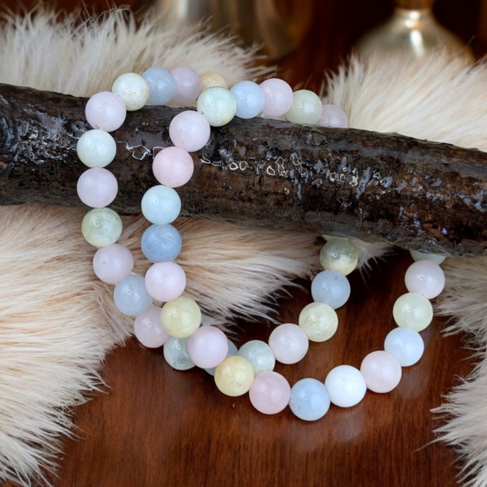 Natural Morganite Bead Bracelet for emotional healing and self-love