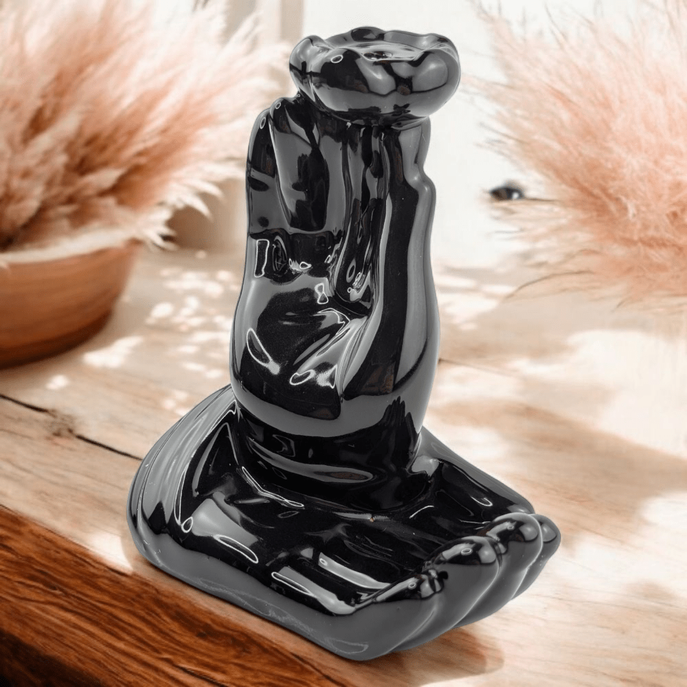 Handmade ceramic burner with spiritual symbolism