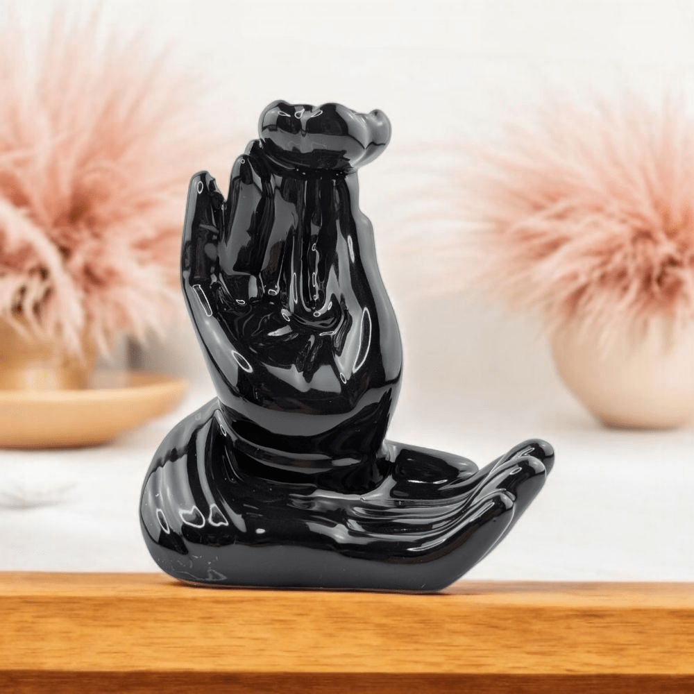 Mudra incense burner for backflow cones