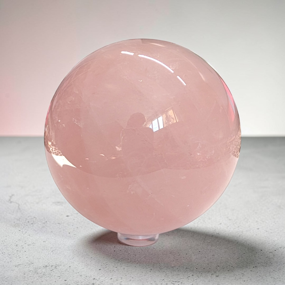 Natural Rose Quartz Crystal Sphere | Rose Quartz | Heart Healing and Self-Love | Shop in-store or online with Zen Collection Canadian Metaphysical Store Barrie