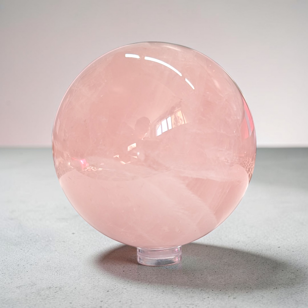 Natural Rose Quartz Crystal Sphere | Rose Quartz | Heart Healing and Self-Love | Shop in-store or online with Zen Collection Canadian Metaphysical Store Barrie