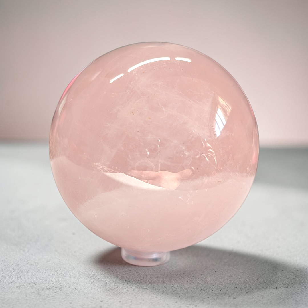 Natural Rose Quartz Crystal Sphere | Rose Quartz | Heart Healing and Self-Love | Shop in-store or online with Zen Collection Canadian Metaphysical Store Barrie