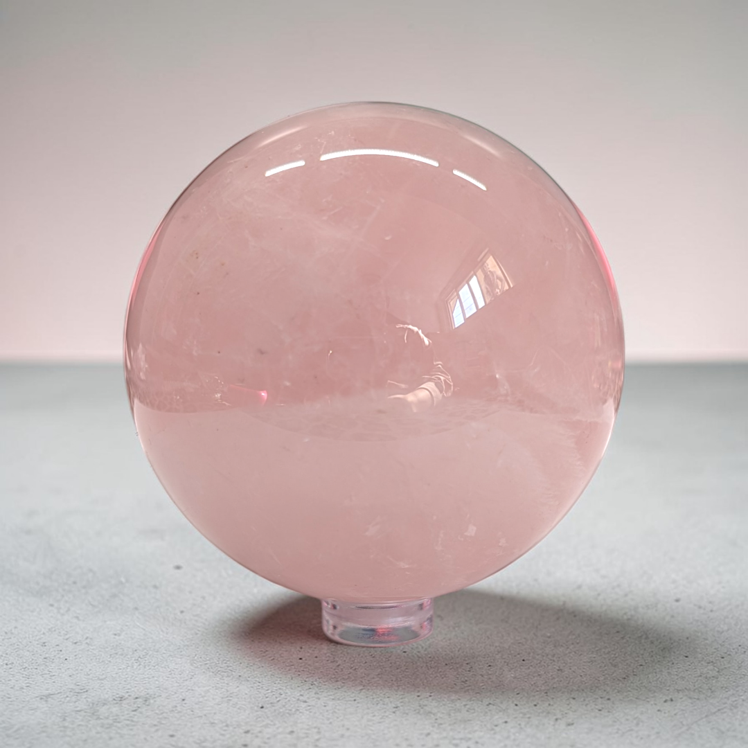 Natural Rose Quartz Crystal Sphere | Rose Quartz | Heart Healing and Self-Love | Shop in-store or online with Zen Collection Canadian Metaphysical Store Barrie