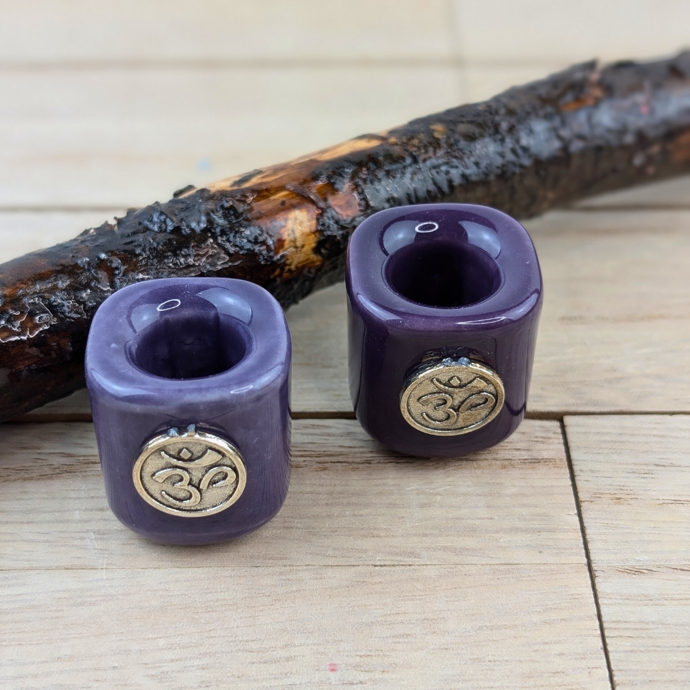 Purple candle holder for chakra alignment and intention-setting