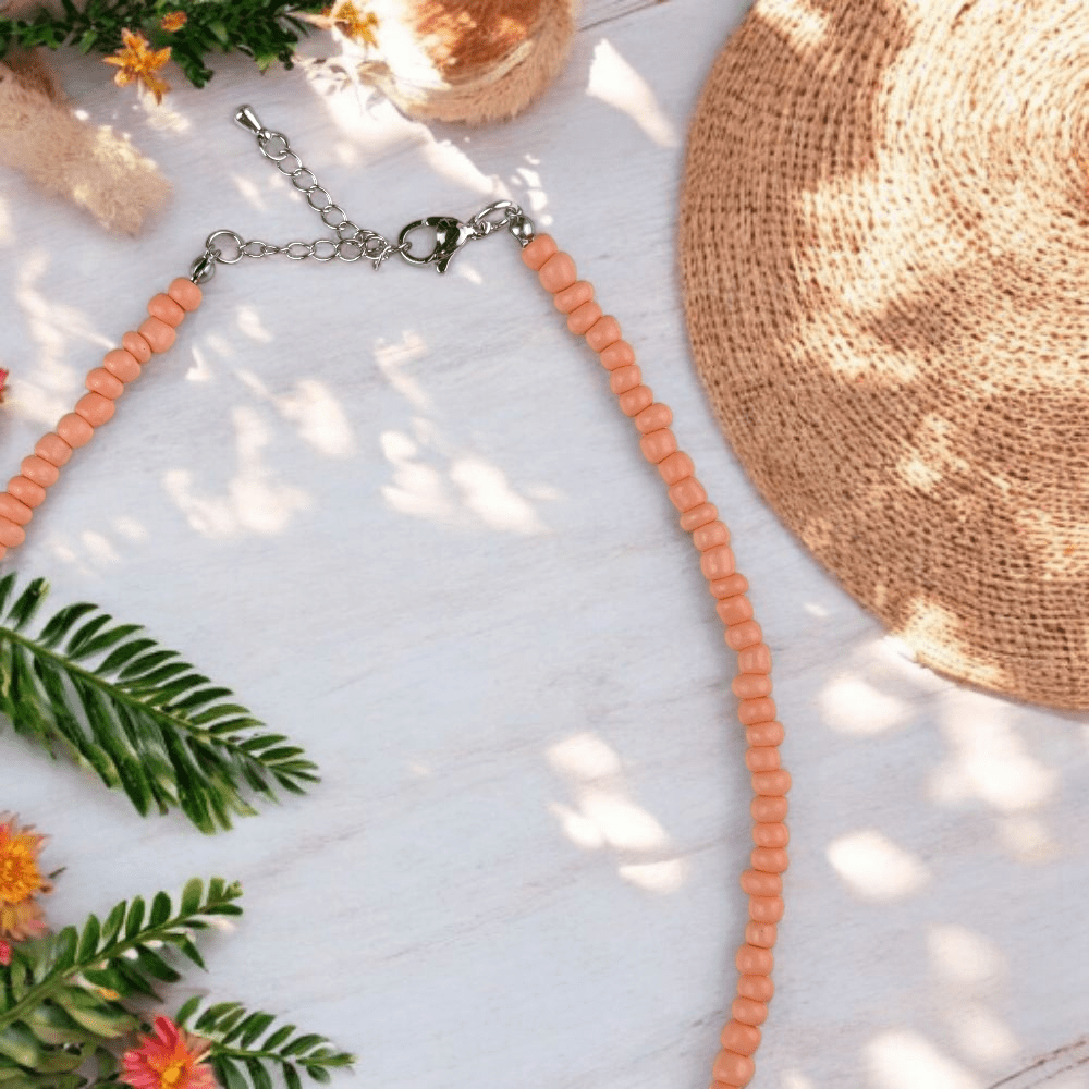 adjustable peach bead necklace
