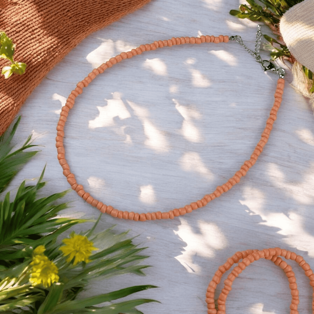 pastel peach anklets set
