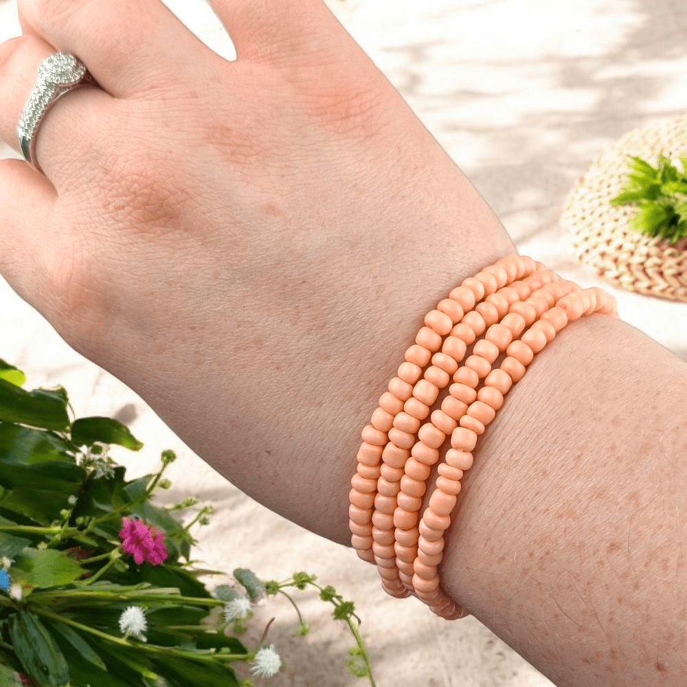 stretchy anklets and bracelets peach

