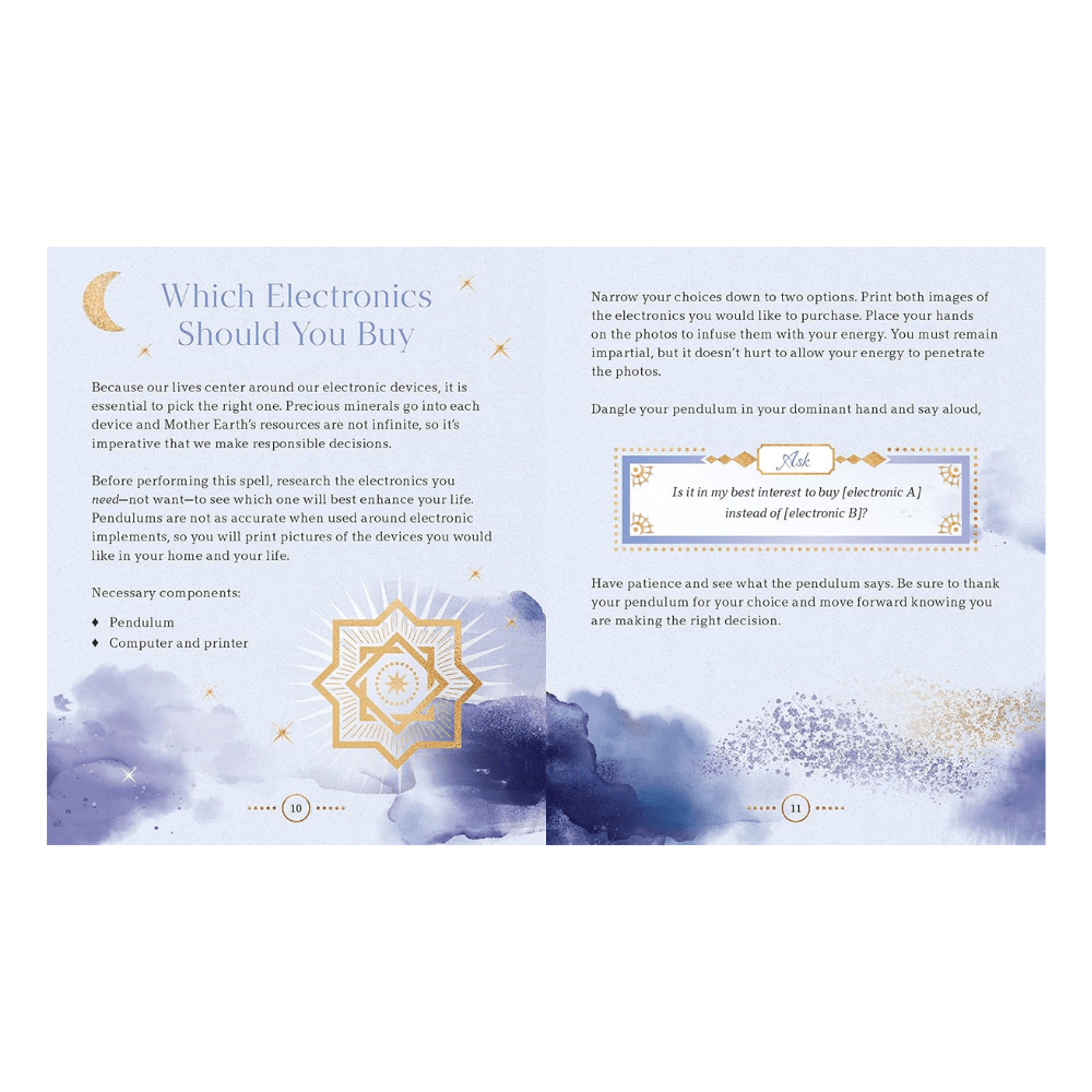 Pendulum Magic book alongside crystal pendulums

