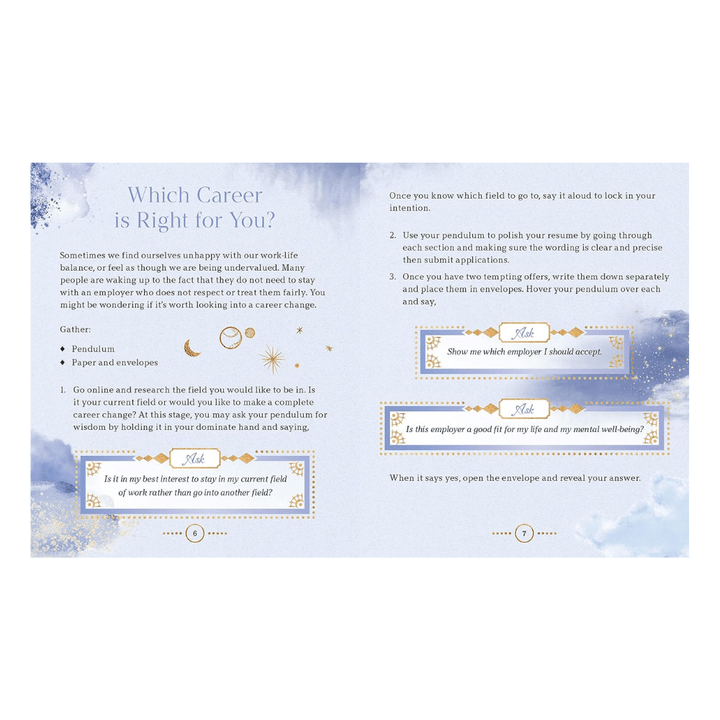 Open pages of Pendulum Magic displaying rituals