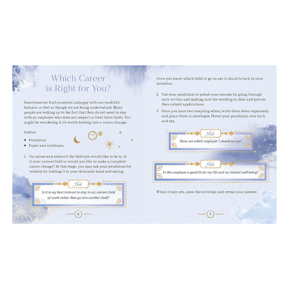 Open pages of Pendulum Magic displaying rituals