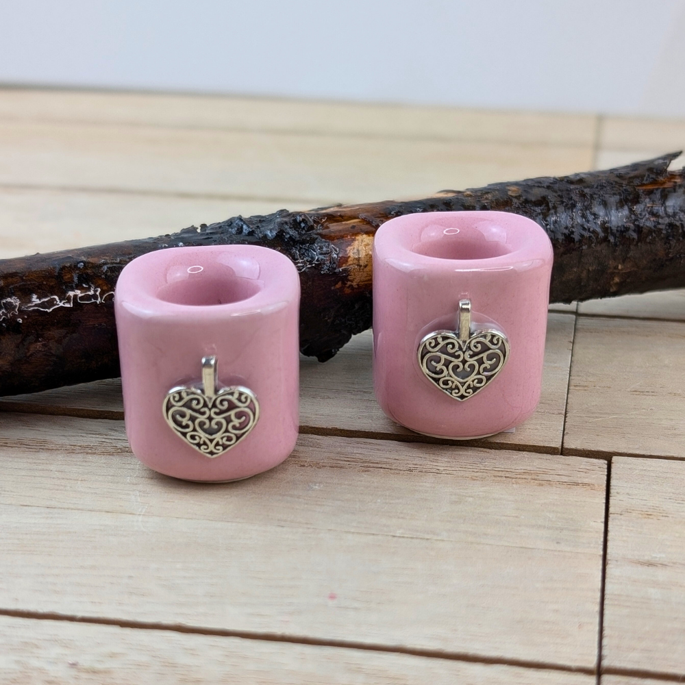 Pink Heart Chime Candle Holder for rituals and meditation