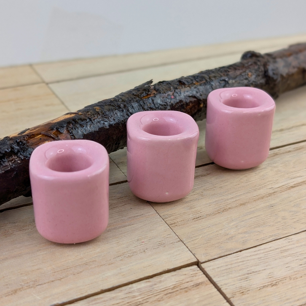 Soft pink ritual candle holder for meditation and self-care