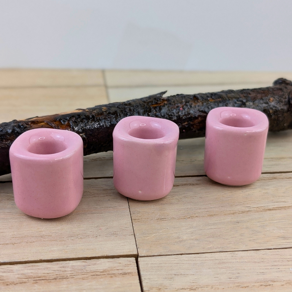 Ceramic candle holder for mini spell candles in light pink